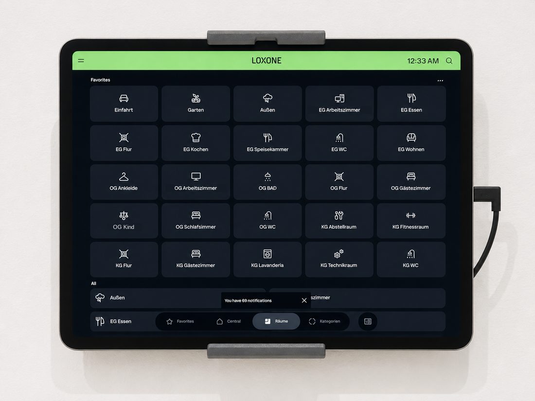 Loxone-Wandpanel: Jeder Raum einzeln steuerbar